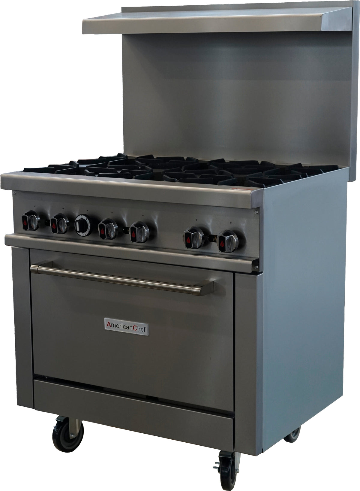 American Chef ACGR36-6B - 36" Commercial 6-Burner Natural Gas Range with Standard Oven