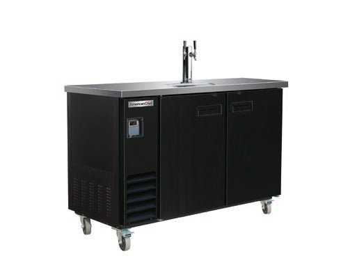 American Chef 49" Double Door Beer Dispenser Refrigerator With Single Tab Tower BBDD2-49B