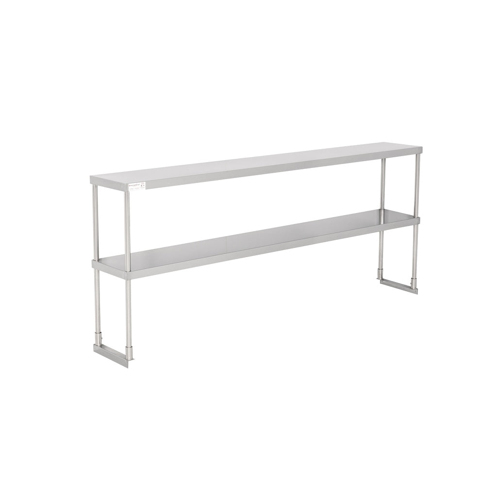 American Chef 12" x 72" Double Tier Stainless Steel Overshelf - DOV-1272