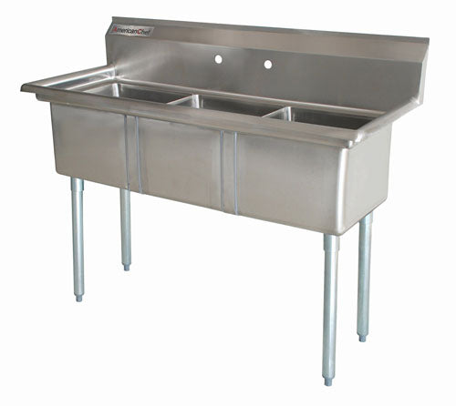 American Chef Three Compartment Sink 18"X21"X14" Without Drainboard TS1821-0