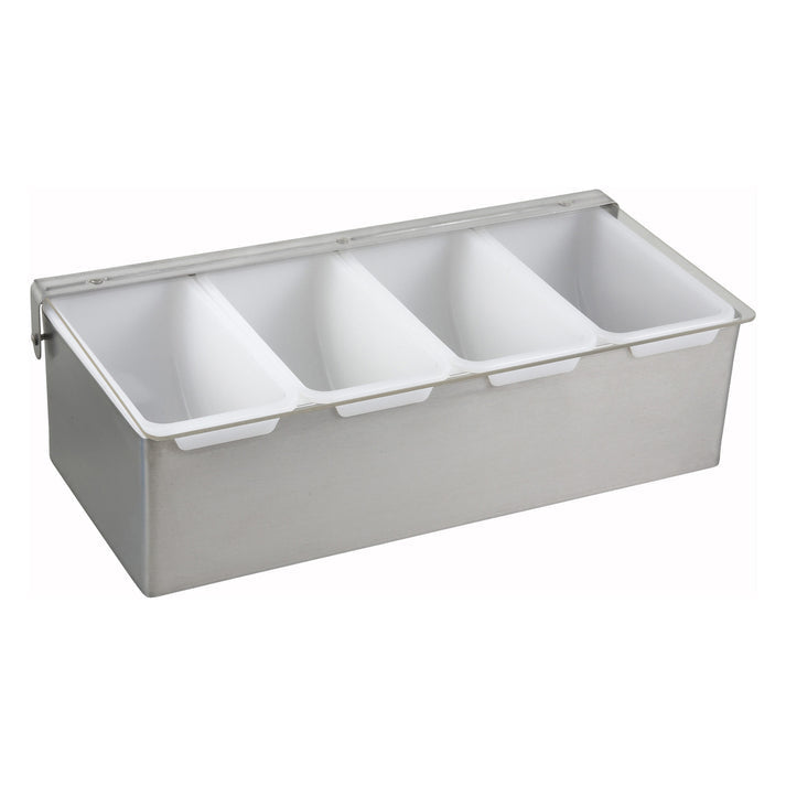 American Chef PCD-4 Condiment Holder – 4 Compartment, Stainless Steel Body
