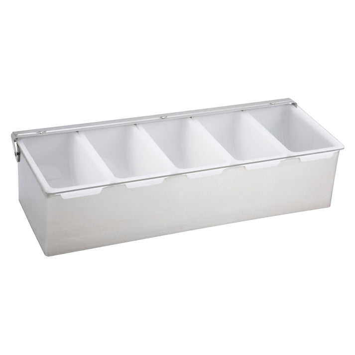 American Chef PCD-5 Condiment Holder – 5 Compartment, Stainless Steel Body