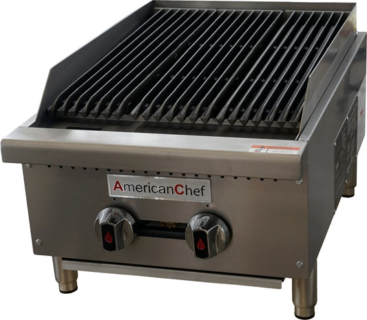 American Chef ACCB-18H - 18" Heavy-Duty Commercial Countertop Radiant Natural Gas Charbroiler