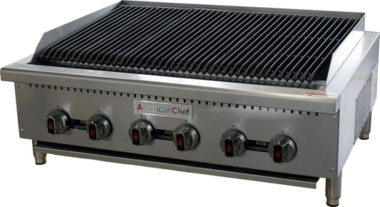 American Chef ACCB-36H - 36" Heavy-Duty Commercial Countertop Radiant Natural Gas Charbroiler