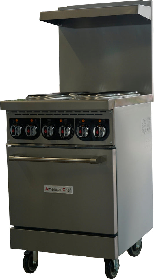 American Chef ACER24-4B - 24" Commercial 4-Burner Electric Range with Standard Oven - 208V