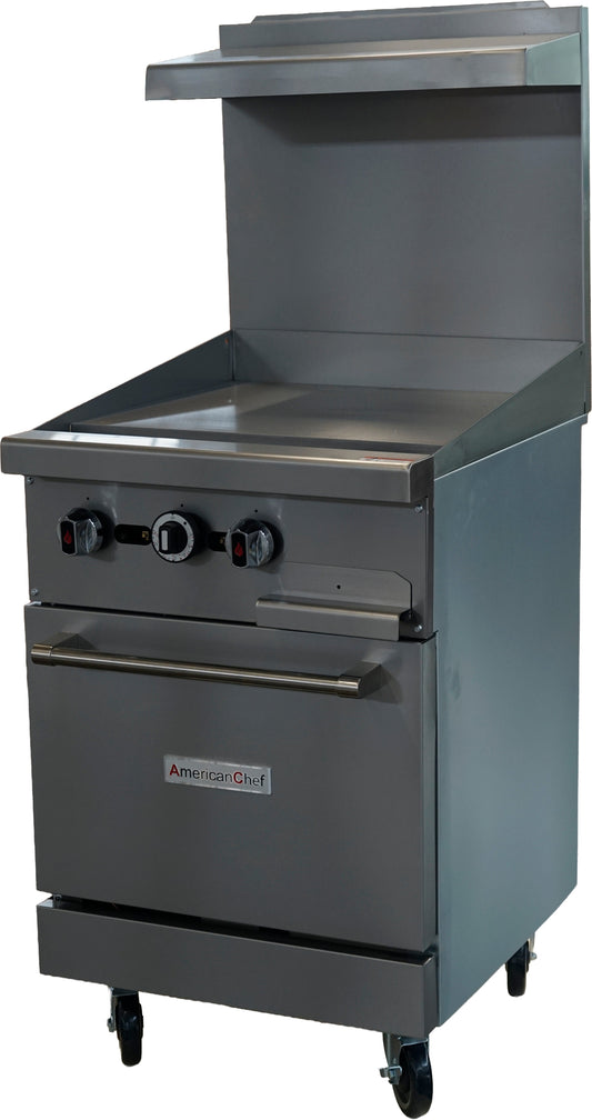 American Chef ACGR24-24G - 24" Commercial Natural Gas Griddle Range with Standard Oven