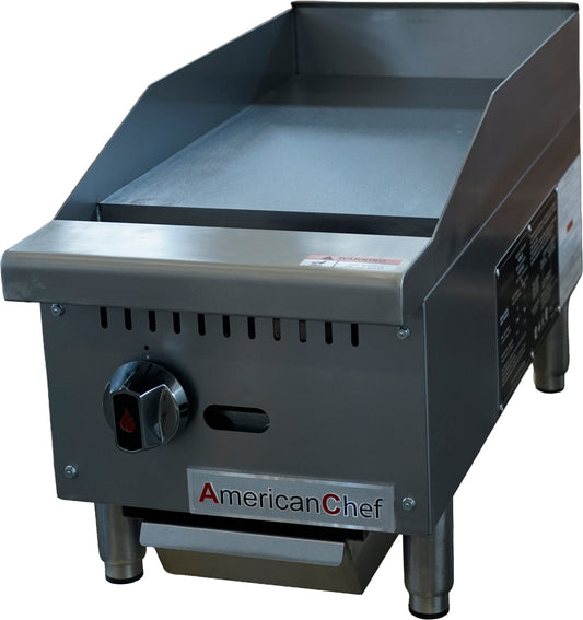 American Chef ACMG-12 - 12" Commercial Countertop Manual Natural Gas Griddle