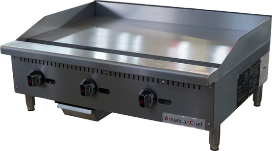 American Chef ACMG-36 - 36" Commercial Countertop Manual Natural Gas Griddle