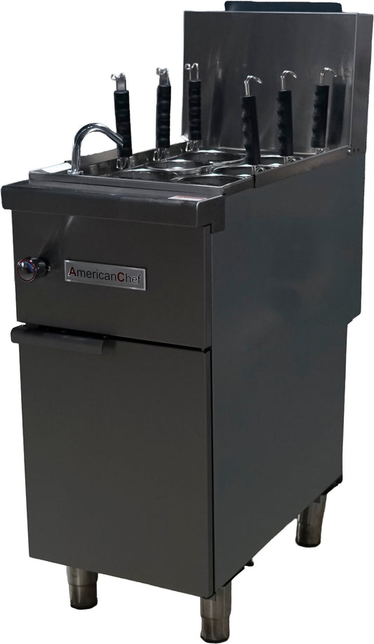American Chef ACPC-N - 50 lb Commercial Natural Gas Pasta Cooker - 304 Stainless Steel