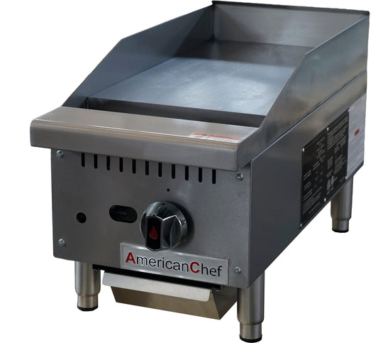 American Chef ACTG-12 - 12" Commercial Countertop Thermostatic Natural Gas Griddle