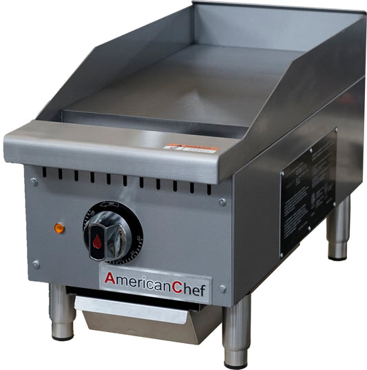 American Chef ACTG-12E - 12" Commercial Countertop Electric Thermostatic Griddle - 208V