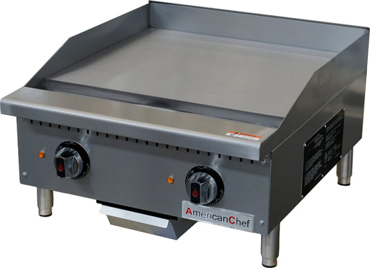 American Chef ACTG-24E - 24" Commercial Countertop Electric Thermostatic Griddle - 208V