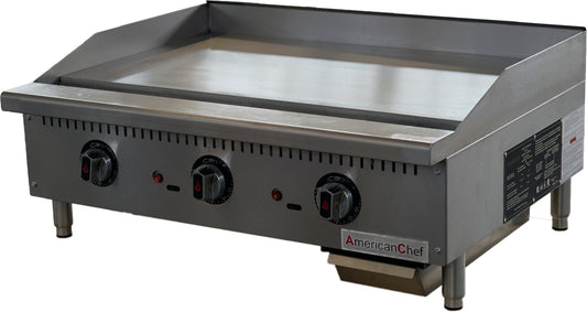 American Chef ACTG-36 - 36" Commercial Countertop Thermostatic Natural Gas Griddle