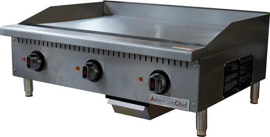 American Chef ACTG-36E - 36" Commercial Countertop Electric Thermostatic Griddle - 208V