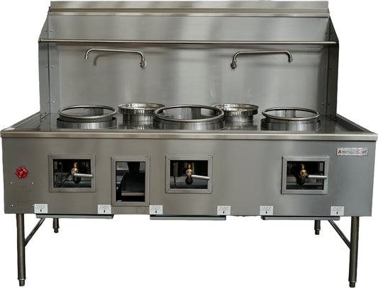 American Chef ACWR-67T - Commercial 3-Ring Natural Gas Wok Range - 315,000 BTU