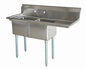 American Chef Two Compartment Sink 18"X18"X11" With Right Drainboard DS1818-R