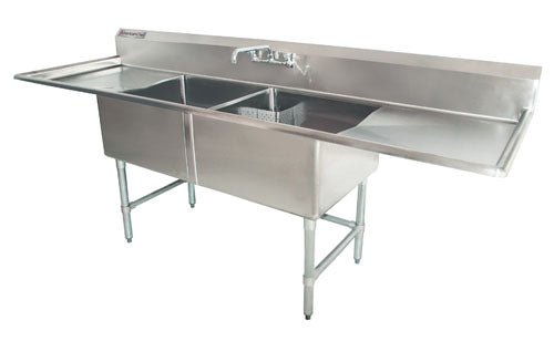 American Chef Double Compartment Sink with Right and Left Drainboards DS2424-RL