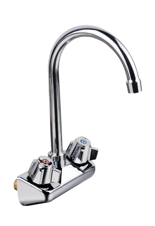 American Chef FW-4-4G Wall-Mounted Faucet – Lead Free, 4" Centers, 3-1/2" Gooseneck Spout