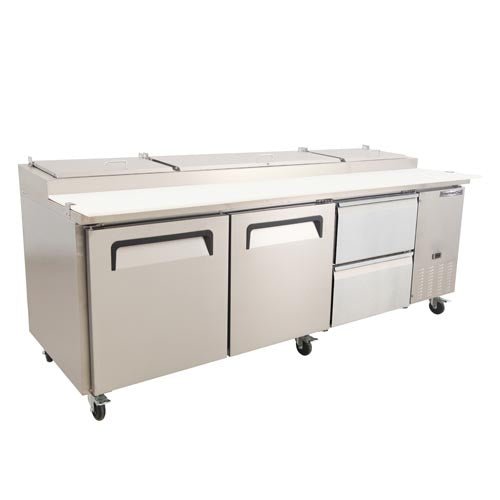 American Chef 94" Pizza Prep Refrigerator With 2 Drawers & 2 Door PR3-93S2D