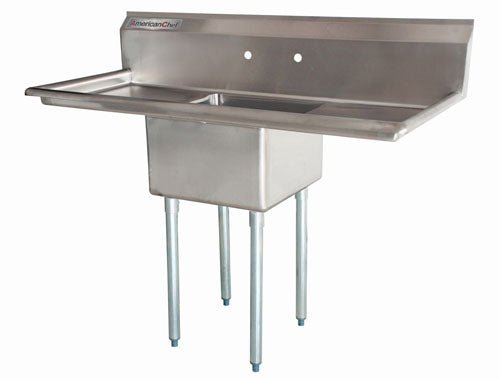 American Chef One Compartment Sink 24"X24"X14" With Left And Right Drainboards SS2424-RL