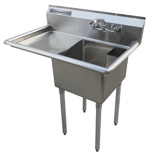 American Chef One Compartment Sink 24"X24"X14" With Left Drainboard SS2424-L