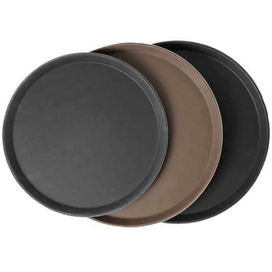 American Chef TNS-11K - Non-Slip Grip 11" Round Rubber-Lined Plastic Tray, Plastic
