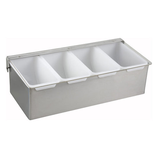 American Chef PCD-4 Condiment Holder – 4 Compartment, Stainless Steel Body